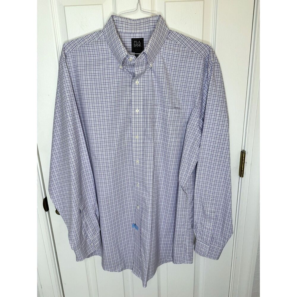Jos. A. Bank Traveler Lavendar Check Dress Shirt 17.5-36